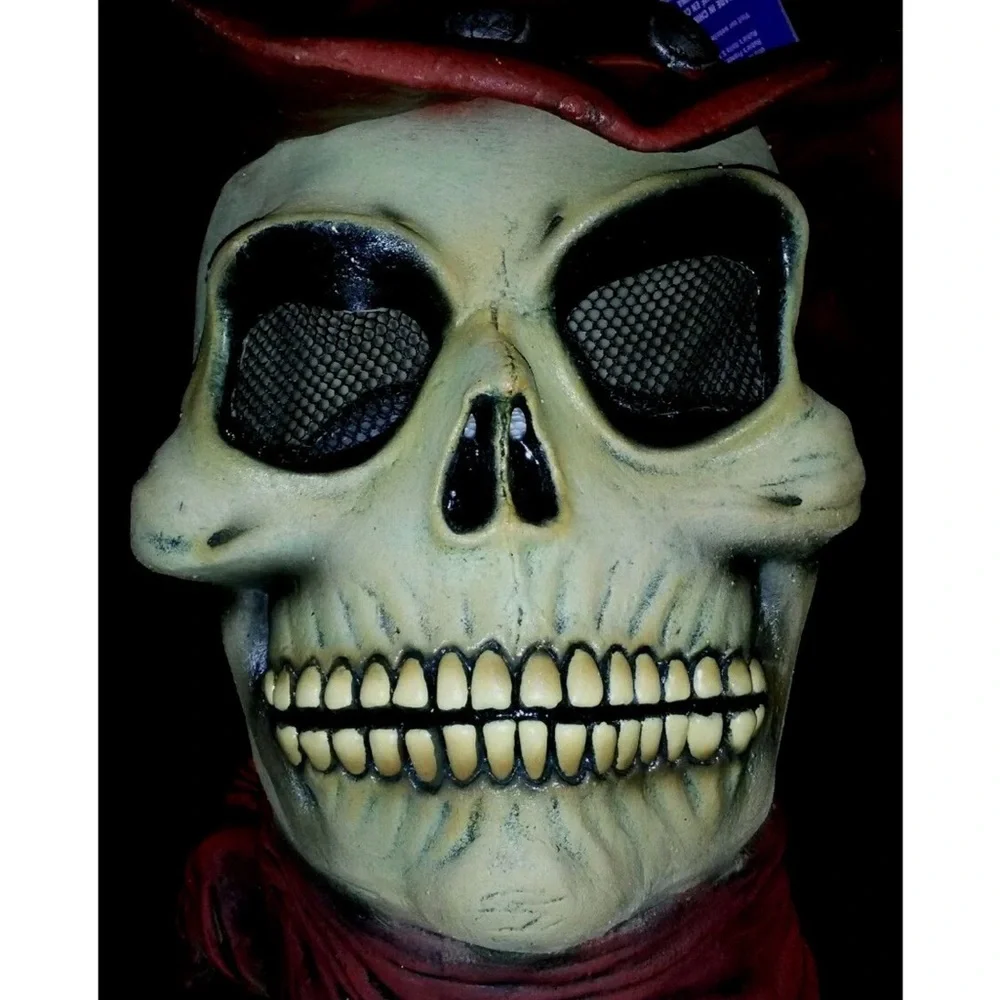 NW scary mask Cowboy SKULL LATEX DELUXE FULL HEAD RUBIES 3389 HARD 2 FINE VINTAG